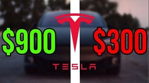 Акции Tesla подскочили с 900 до 300 долларов