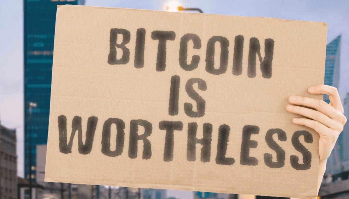 bitcoin-worthless Bitcoin is geen valuta en heeft geen waarde, zegt economieprofessor