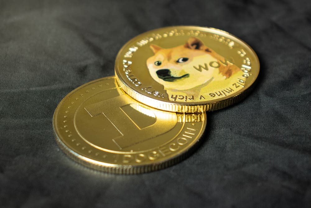 Dogecoin,Cryptocurrency,In,Close-up,On,A,Dark,Background