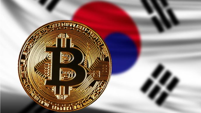 De vlag van Zuid-Korea en een bitcoin
