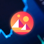 Decentraland (MANA) logo met op de achtergrond een koersgrafiek