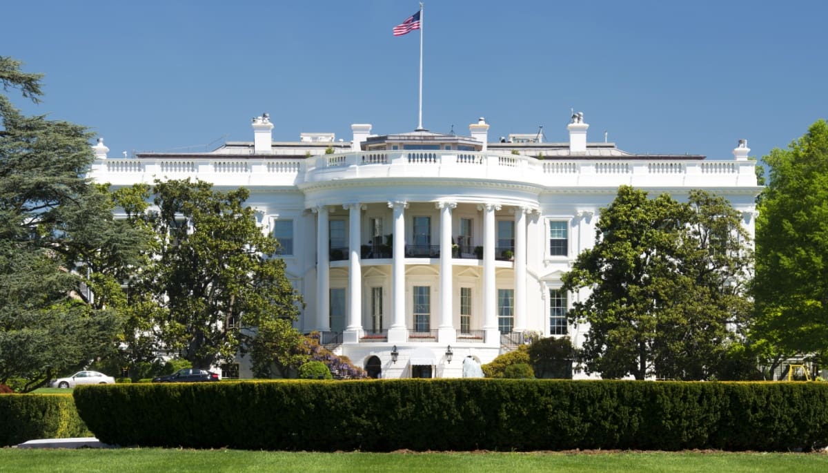 Foto van het witte huis in Washington D.C.