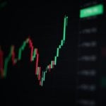 Stijgende bitcoin koers, groene grafiek
