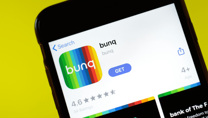 Foto van bunq app op mobiel
