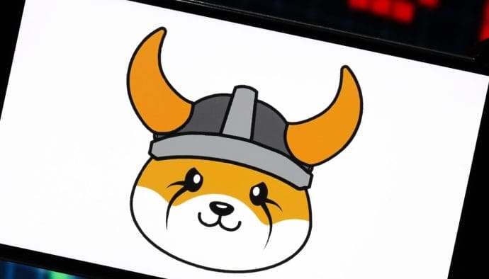 Floki logo op telefoon