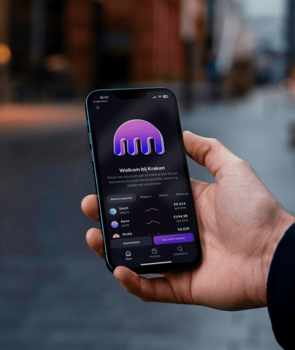 kraken app in de stad op telefoon