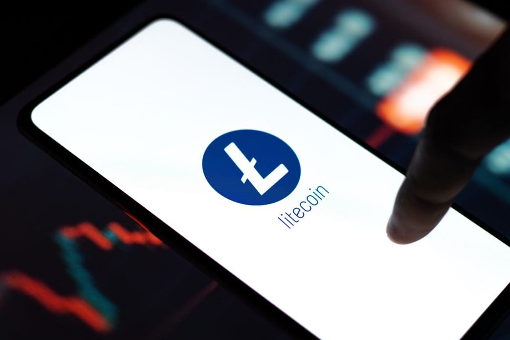 Litecoin on phone with chart
