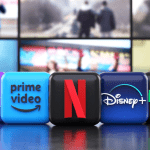 Foto van verschillende streamingdiensten en hun logo’s Foto van verschillende streamingdiensten en hun logo's