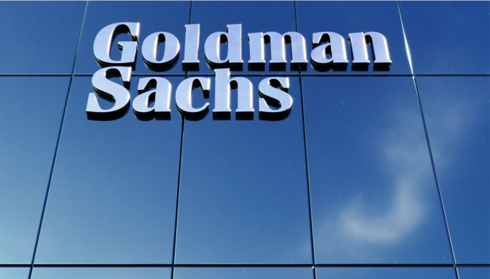 Goldman Sachs logo op kantoorgebouw
