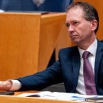Eddy van Hijum (NSC) tijdens het Plenair Debat op de Tweede Kamer op 22 mei 2024 in Den Haag.