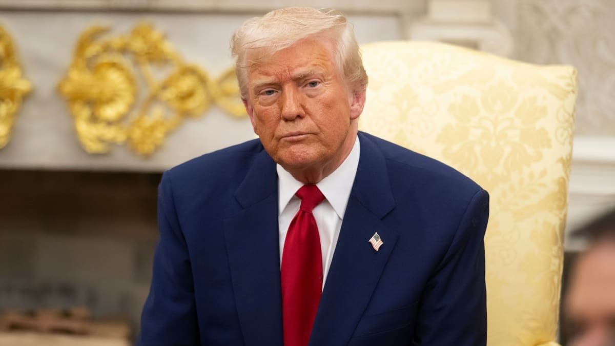 Een afbeelding van de Amerikaanse president, Donald Trump