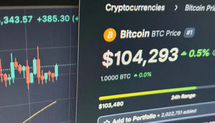 Foto: Bitcoin prijs op CoinGecko en koersgrafiek TradingView