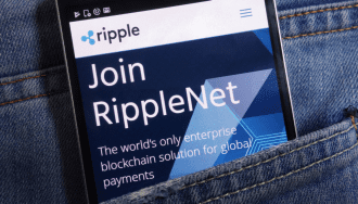 Telefoon met afbeelding van RippleNet