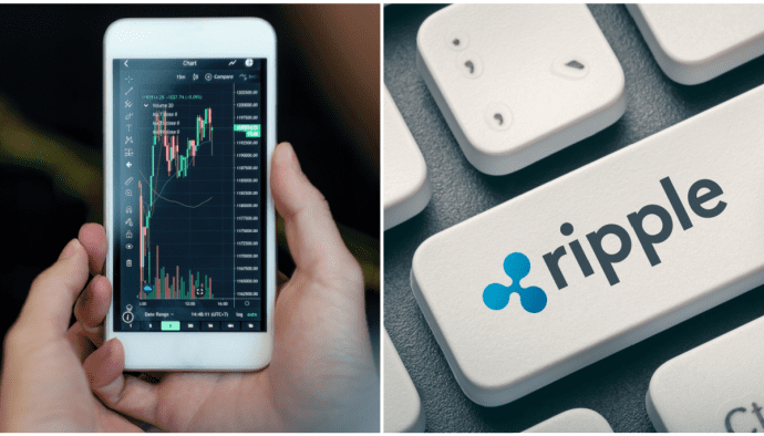 bitcoin koersgrafiek en ripple logo