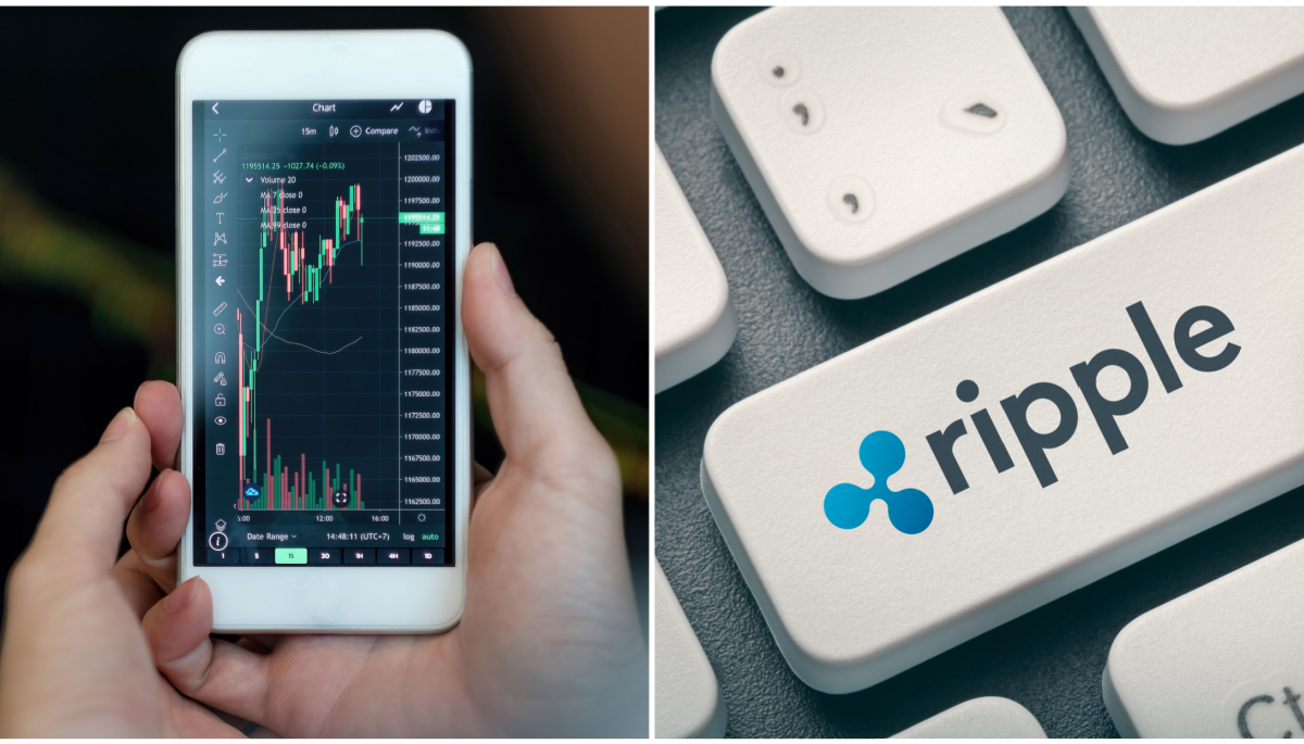 bitcoin koersgrafiek en ripple logo