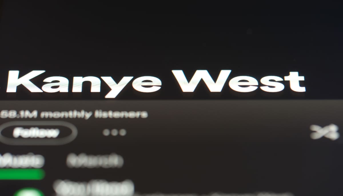 Een afbeelding van de spotify pagina van de wereldberoemde rapper Kanye West