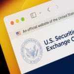 Een afbeelding van de website van de SEC, een financiële waakhond die de crypto en aandelen markt overziet