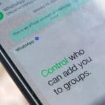 Een afbeelding van de whatsapp app met een bericht van Facebook zelf over controle
