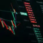 Een afbeelding van een stijgende crypto grafiek met een groene candle chart