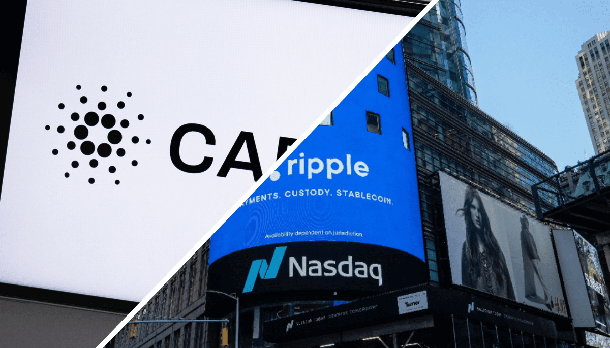 Een split image van Cardano (ADA) en Ripple (XRP)