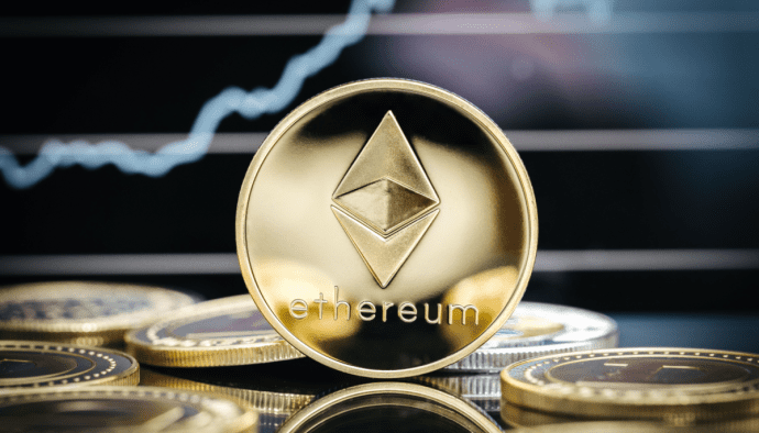 Foto van een Ethereum munt