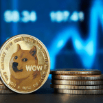 Afbeelding Dogecoin munt en koersgrafiek