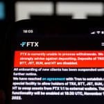 Een afbeelding van de failliete cryptobeurs FTX, met een scherm dat opnames uitgeschakeld zijn