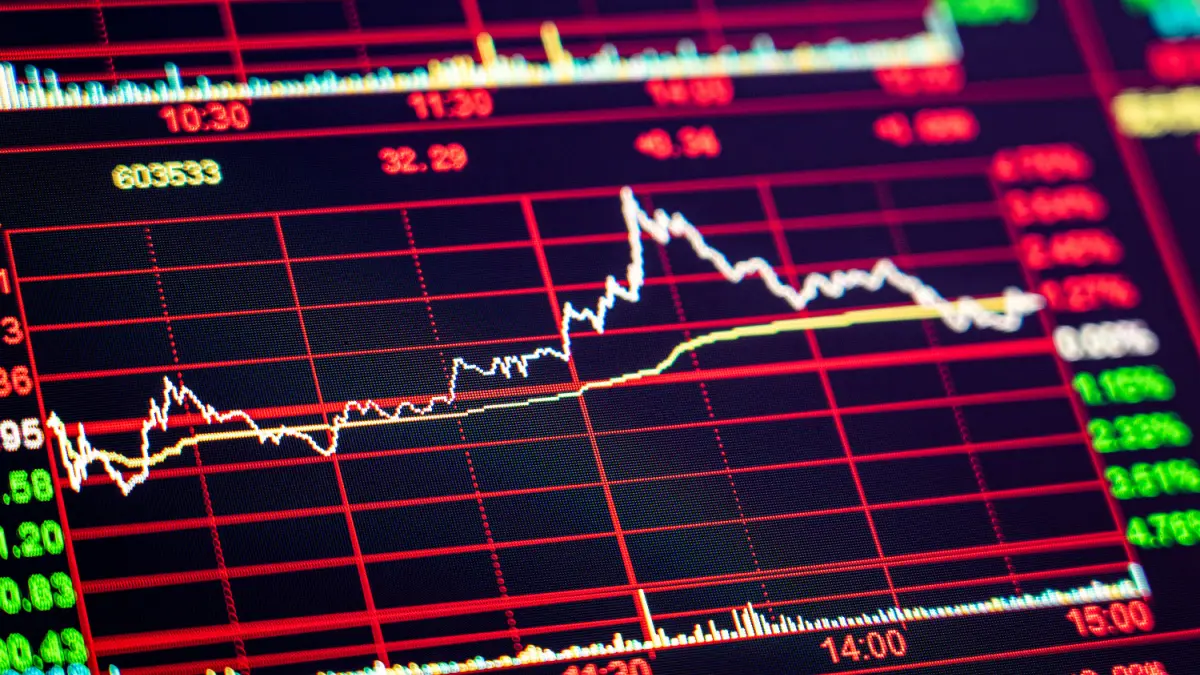 Een afbeelding van een crypto koers met marktdata en volatiliteitsindicatoren