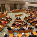 Een afbeelding van het Nederlandse kabinet in de Tweede Kamer in Den Haag