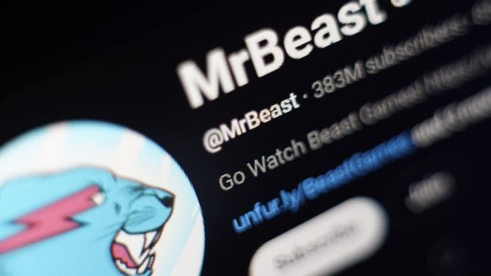 Een afbeelding van het Youtube-account van MrBeast, de grootste Youtuber ter wereld
