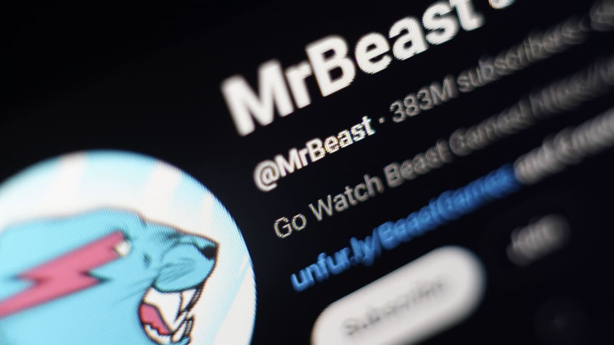 Een afbeelding van het Youtube-account van MrBeast, de grootste Youtuber ter wereld