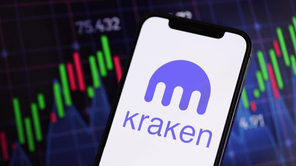 Foto van Kraken logo op mobiel