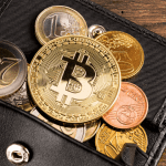 bitcoin en euros in portemonnee