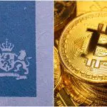 Belastingdienst logo en Bitcoin munt