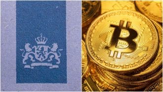 Belastingdienst logo en Bitcoin munt