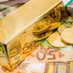 Bitcoin, goud en eurobiljetten