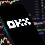 Een afbeelding van OKX, een cryptobeurs die veelal in Europa actief is en die een breed scala aan cryptomunten aanbiedt