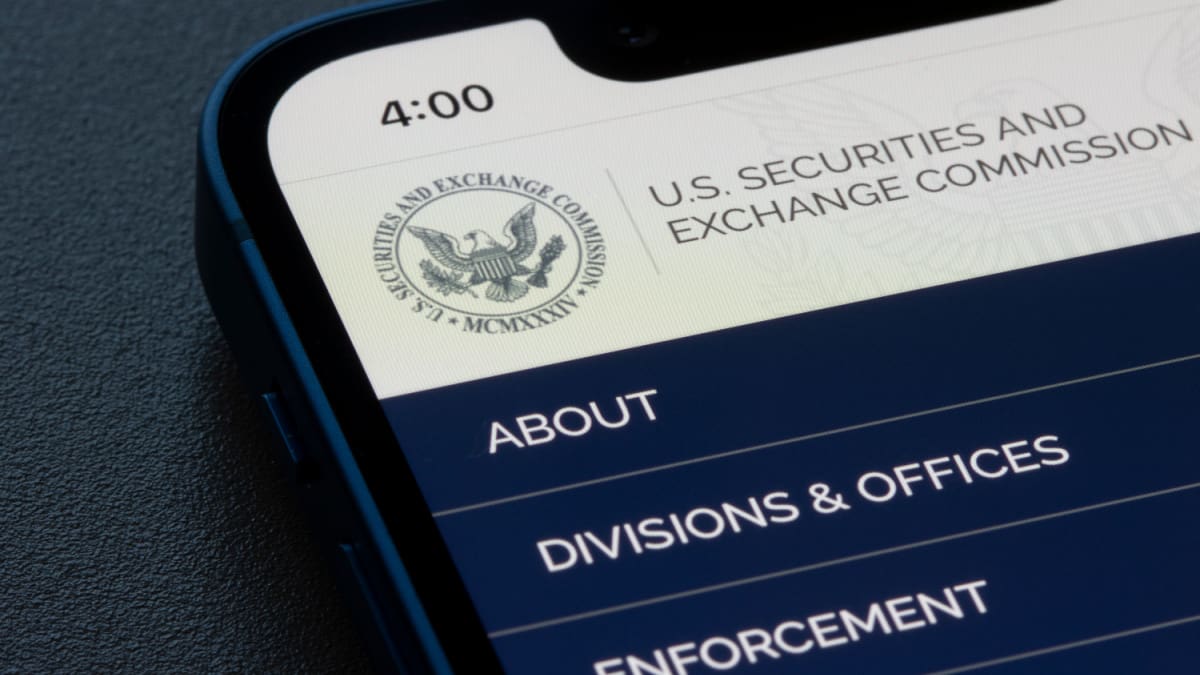 Een afbeelding van de Amerikaanse securities and exchange commission, de financiële waakhond die de aandelen- en cryptomarkt overziet