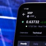 Een afbeelding van de XRP koers en de pagina van de munt van Ripple op een cryptobeurs