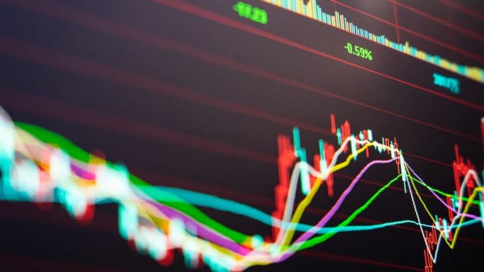 Een afbeelding van een bitcoin grafiek met veel technische indicatoren