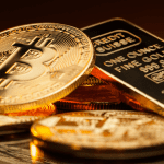 Foto van Bitcoin en goud