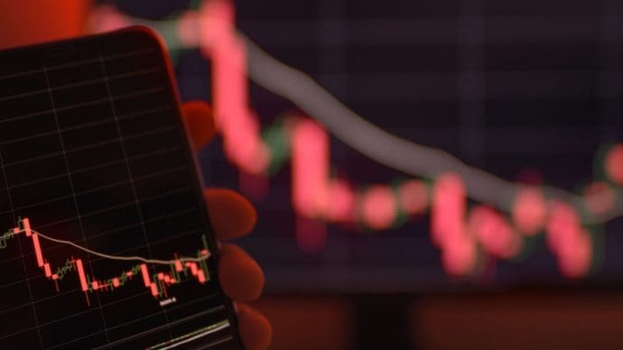 Een rode bitcoin koers