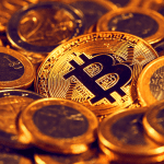 Bitcoin munt omringd met euros