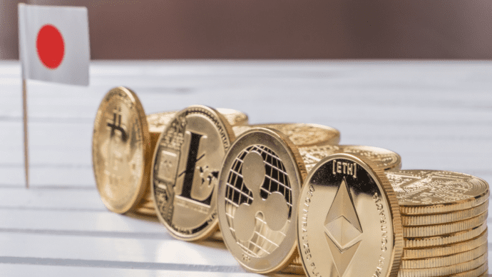 Cryptomunten met japanse vlag