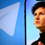 Een afbeelding van Pavel Durov, de oprichter en CEO van Telegram, naast het logo van Telegram