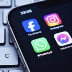 Een afbeelding van apps van mediabedrijf Meta, zoals Facebook, Instagram, Messenger en WhatsApp