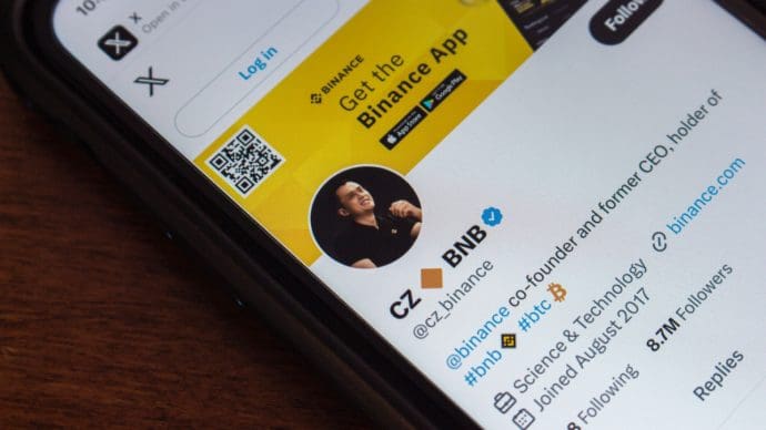 Een afbeelding van het X_Twitter account van Changpeng Zhao, de oprichter van 's werelds grootste cryptobeurs Binance