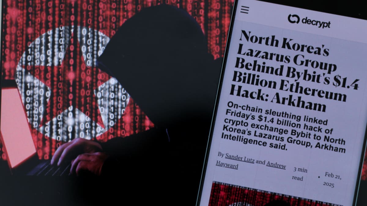 Een afbeelding van Noord-Korea's Lazarus group die een enorm bedrag in ethereum (ETH) heeft gestolen van cryptobeurs Bybit