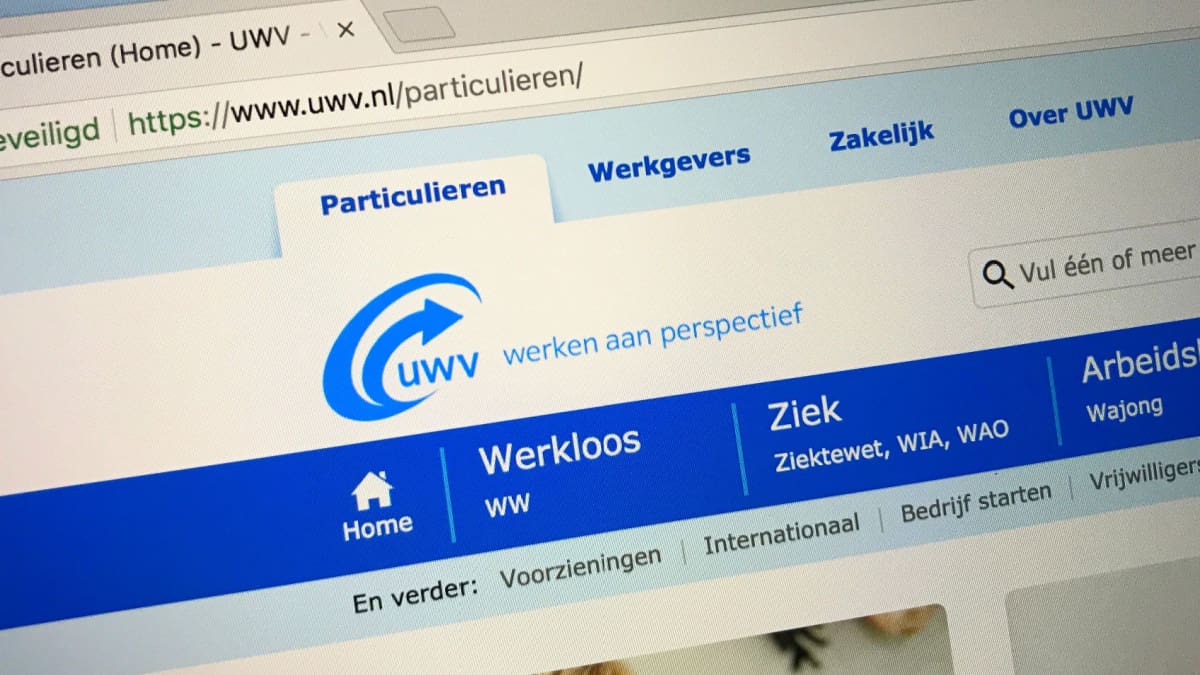 Een afbeelding van de website van het UWV