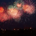 Een afbeelding van vuurwerk van het nieuwe jaar tijdens oud en nieuw